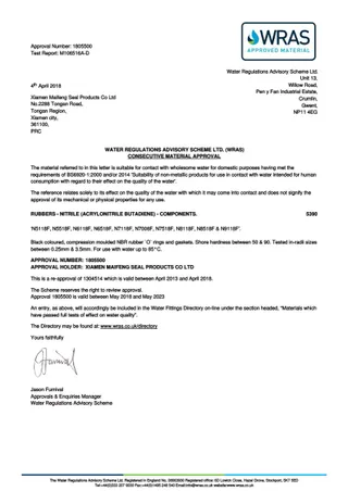 WRAS NBR 1805500 Maifeng Rubber Supplier